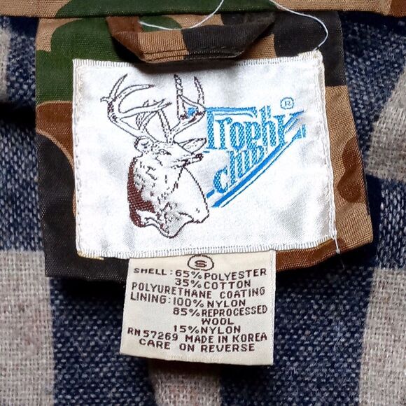 *READ* Vintage Trophy Club Camo Field Hunting Jacket w/ 2 Removable Hoods SMALL - Picture 9 of 13